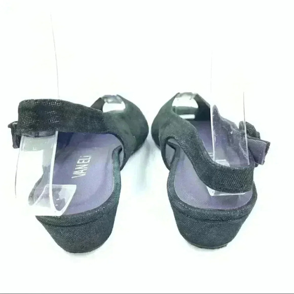 Vaneli womens heels size 4.5 black snakeskin print slingback wedges grannycore - Picture 4 of 13